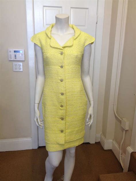 chanel yellow dress|Chanel fit and flare dress.